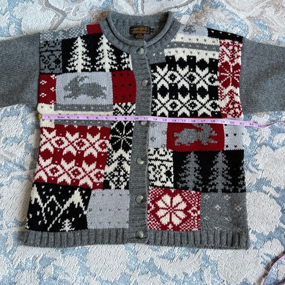 Eddie Bauer vintage cardigan sweater womens sz M high quality %100 wool in gray - Picture 6 of 8